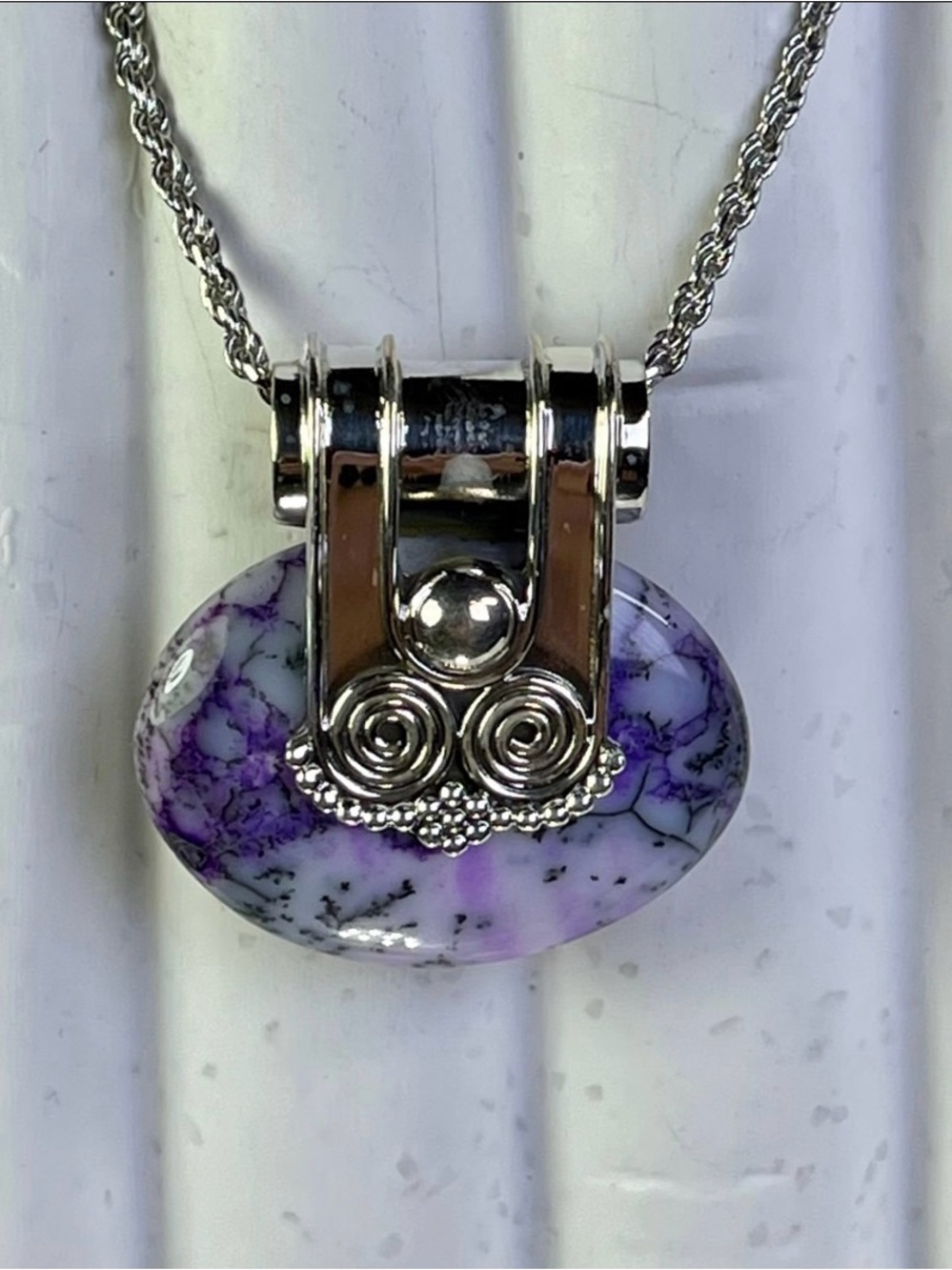 Purple Dendritic Opal 925 Solid Sterling Silver